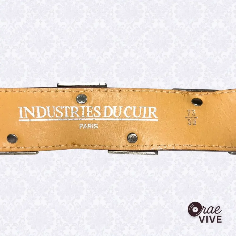 Vintage Industries du Cuir Paris Leather Diamond Buckle Belt 75/30